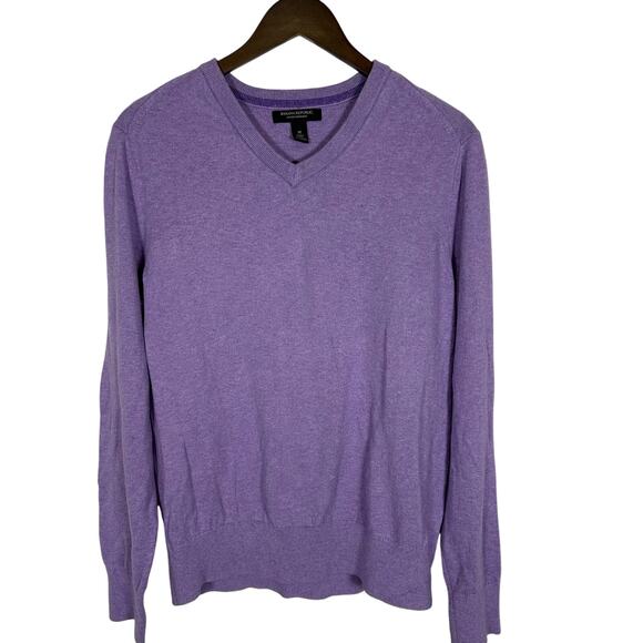 Banana Republic Cotton‎ Cashmere V-Neck Sweater Mens Medium SOFT Classic Purple - Picture 1 of 9